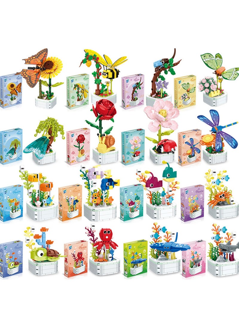 Educational Assembly Toys, Potted Plant Theme Building Block Toys, Creative Gift Desktop Ornaments Suitable For Children And Adults, Boys And Girls Over 3 Years Old (Yellowtail surgeonfish potted plant 179pcs) - Image 2
