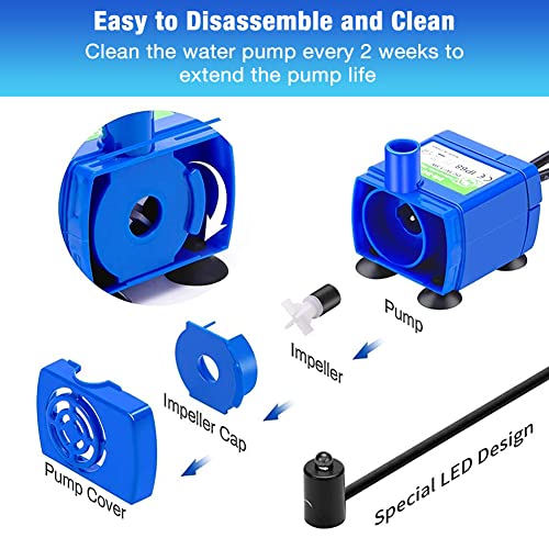Qpets® Pet Water Fountain Pump, Silent Upgraded USB Air Pumps with LED Indicator Light Automatic Power Outage After Water Shortage, 5V Water Fountain Pump Replacement, 160L/h Max - Image 5