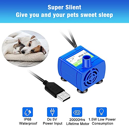Qpets® Pet Water Fountain Pump, Silent Upgraded USB Air Pumps with LED Indicator Light Automatic Power Outage After Water Shortage, 5V Water Fountain Pump Replacement, 160L/h Max - Image 3