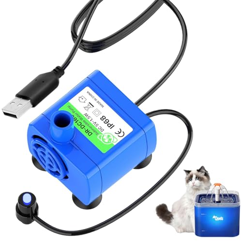 Qpets® Pet Water Fountain Pump, Silent Upgraded USB Air Pumps with LED Indicator Light Automatic Power Outage After Water Shortage, 5V Water Fountain Pump Replacement, 160L/h Max - Image 1