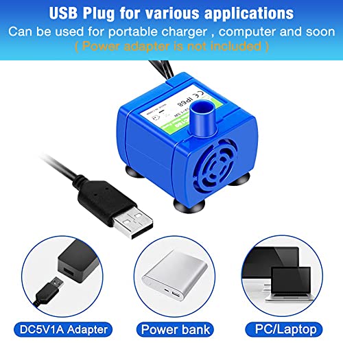 Qpets® Pet Water Fountain Pump, Silent Upgraded USB Air Pumps with LED Indicator Light Automatic Power Outage After Water Shortage, 5V Water Fountain Pump Replacement, 160L/h Max - Image 4