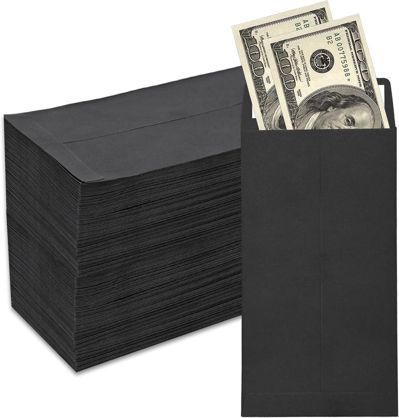 xflyxin Cash Envelopes - 100 Packs, 3.5x6.5 Inches, Black, Colored, Suitable for Budgets, Checks, Coins, Jewelry, Small Items - Image 1