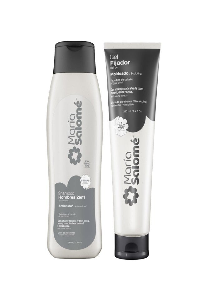 Maria Salome María Salomé KIT for Men - Shampoo Hombres 2EN1 Prevencion Caida 13.5 fl oz + Gel Fijador 8.4 fl oz - Image 1