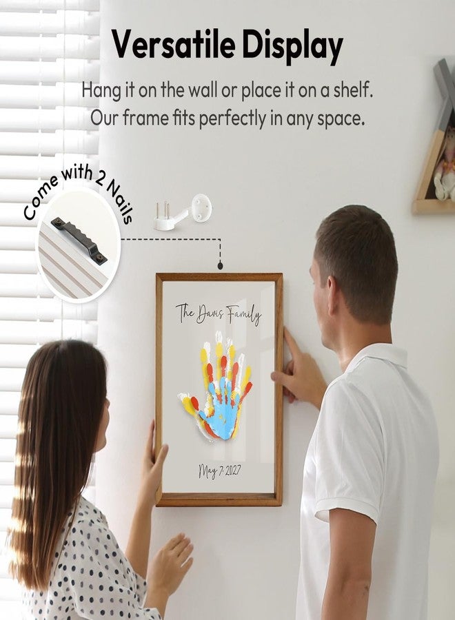 Kaciola Family Handprint Kit, DIY Newborn Footprint Kit Keepsake Frame, Baby Hand and Footprint Kit with 4 Layer Clear Acrylic Boards and 4 Non-Toxic Paints, Family Present for New Parents (Brown) - Image 5