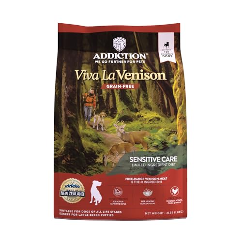 Addiction Viva La Venison Dog Food GrainFree Dry Dog Food with Novel Protein Prebiotics No Chicken Beef or Turkey Ideal for All Dogs Puppies Made in New Zealand 4lb - Image 1