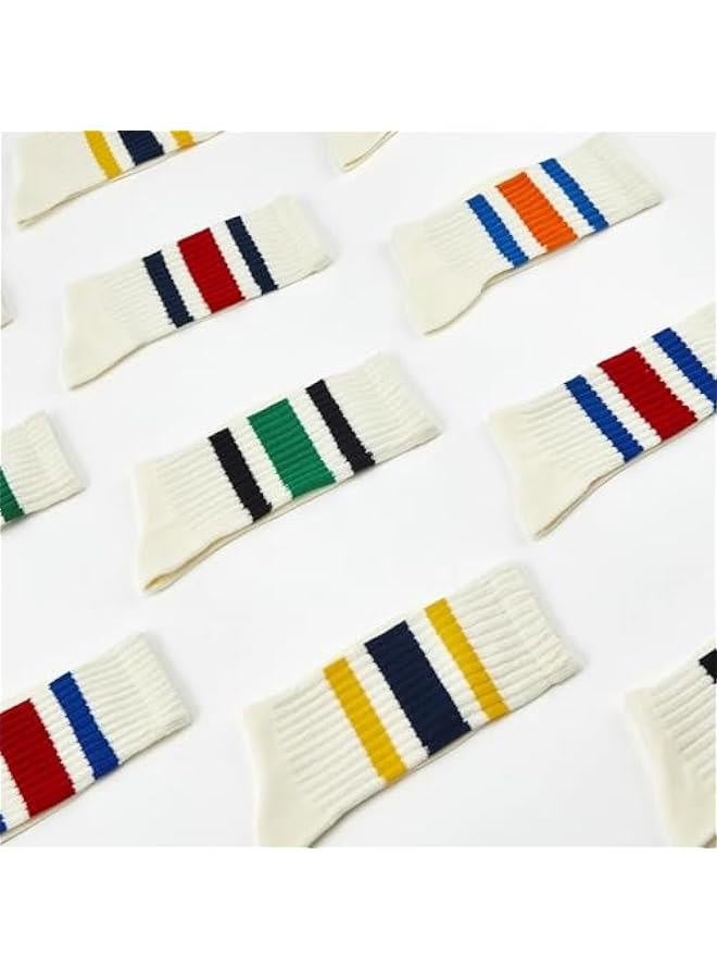 Womens Striped Socks Retro Crew Socks Women Slouchy Athletic Calf Tube Socks - Image 3