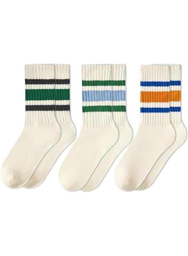 Womens Striped Socks Retro Crew Socks Women Slouchy Athletic Calf Tube Socks - Image 1