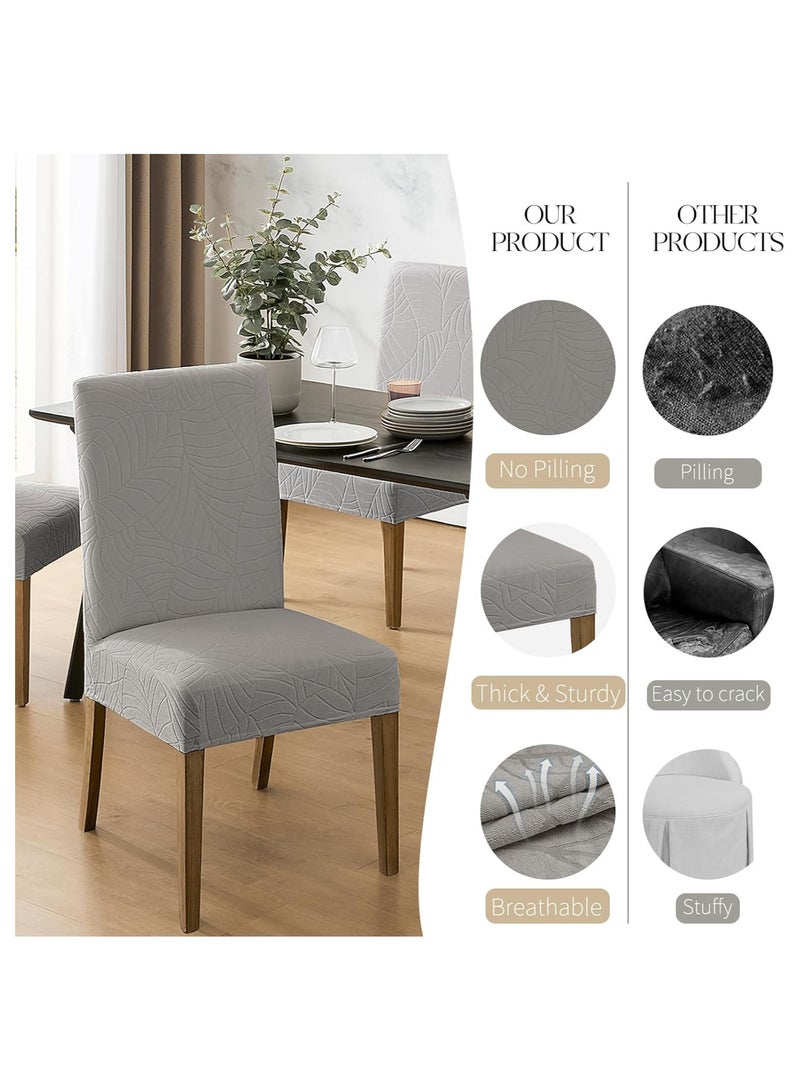 Waterproof Chair Covers for Dining Room, Stretch Jacquard Dining Chair Slipcovers, Removable Washable Chair Protector for Kitchen, Hotel, Restaurant, (6 Pcs,Light-Gray)  - Image 4
