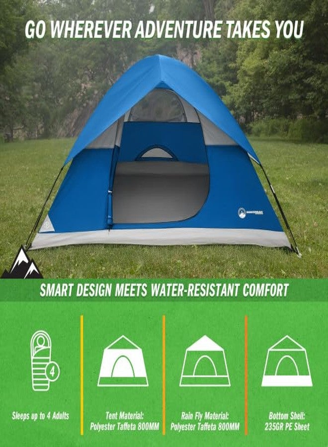 Wakeman 4 Person Camping Tent with Rainfly and Carrying Bag - Easy Pop Up Family Tents for Camping Essentials, Beach, Hiking, Backpacking, Mountaineering and Camp Travel by Wakeman Outdoors (Blue) - Image 3