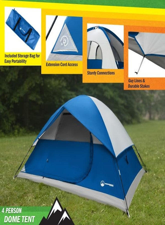 Wakeman 4 Person Camping Tent with Rainfly and Carrying Bag - Easy Pop Up Family Tents for Camping Essentials, Beach, Hiking, Backpacking, Mountaineering and Camp Travel by Wakeman Outdoors (Blue) - Image 2