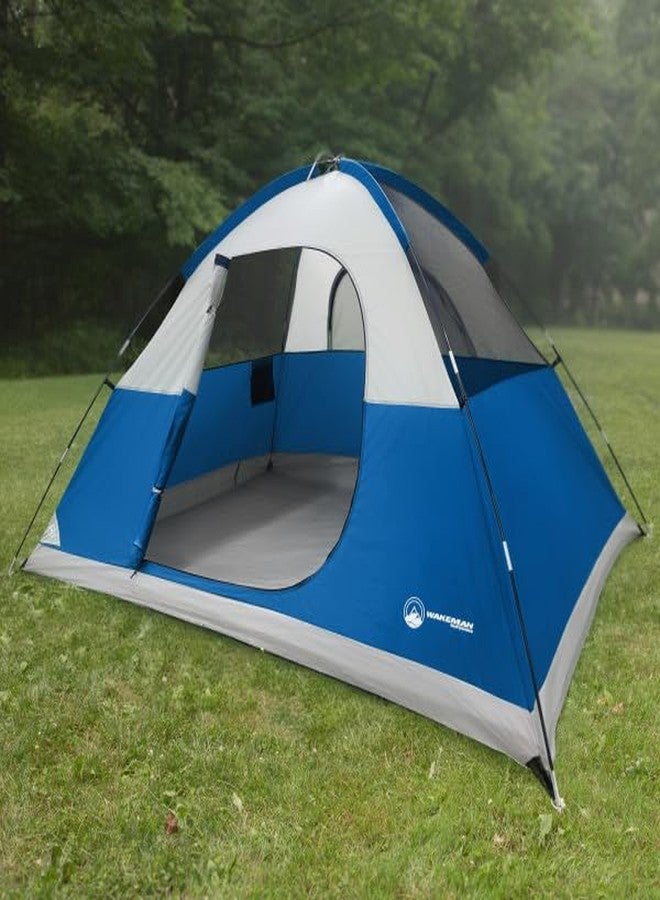 Wakeman 4 Person Camping Tent with Rainfly and Carrying Bag - Easy Pop Up Family Tents for Camping Essentials, Beach, Hiking, Backpacking, Mountaineering and Camp Travel by Wakeman Outdoors (Blue) - Image 5