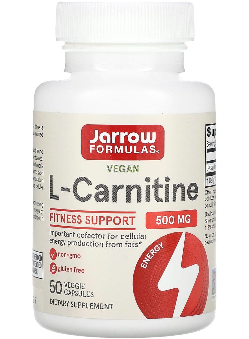 jarrow formulas L-Carnitine, 500 mg, 50 Veggie Capsules