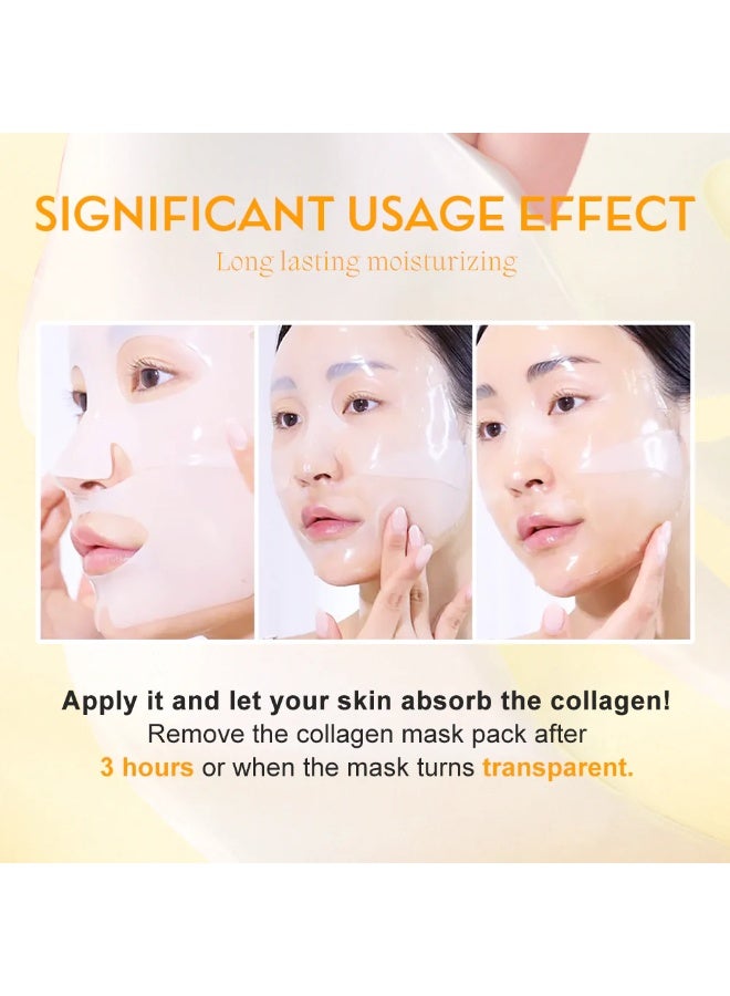 KOEC 4Pcs Deep Collagen Vitamin C Niacinamide Brightening Mask Deep Collagen Niacinamide Vitamin C Mask Helps Reduce Fine Lines Anti Wrinkle Lifting Moisturizing Face Mask Smooth and Tight Skin Overnight Hydrogel Mask - Image 5