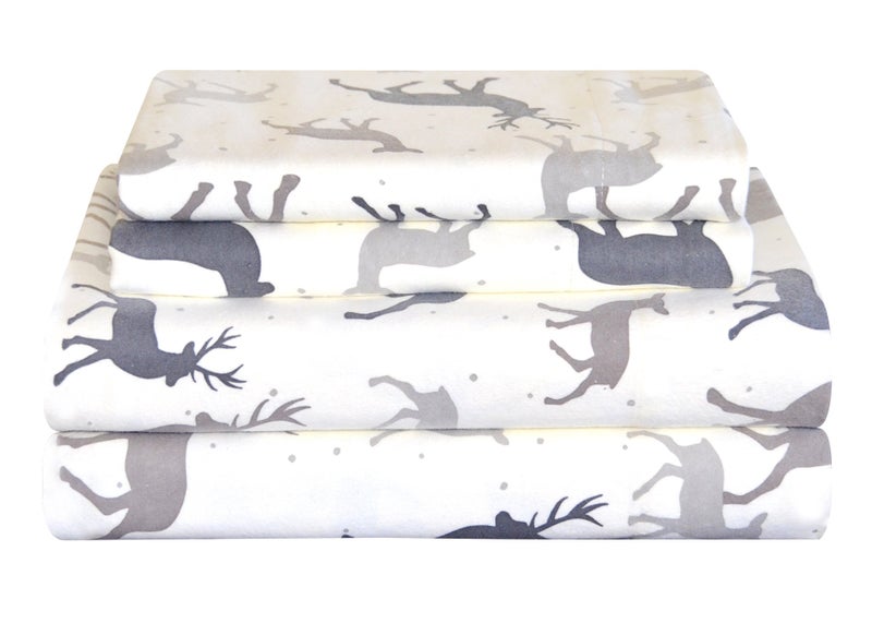 Pointehaven Flannel 170 GSM Sheet Set Full Autumn Deer - Image 1