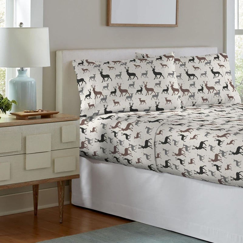 Pointehaven Flannel 170 GSM Sheet Set Full Autumn Deer - Image 2