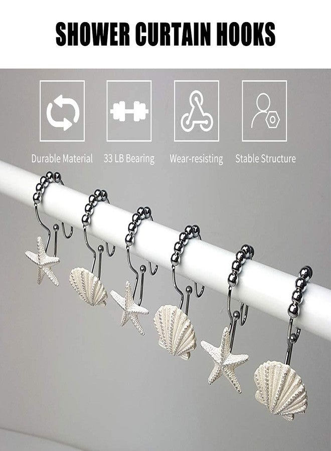 Actpe Starfish & Seashell Stainless Steel Rust Resistant Double Hooks Glide Shower Curtain Ring Hangs Holder for Bathroom Home Decor - Image 5
