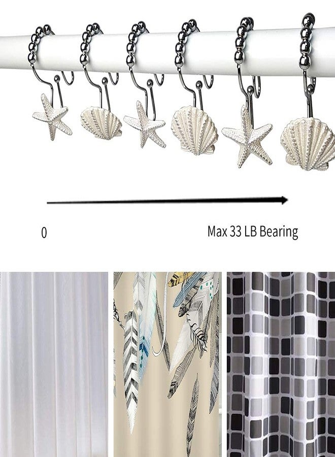Actpe Starfish & Seashell Stainless Steel Rust Resistant Double Hooks Glide Shower Curtain Ring Hangs Holder for Bathroom Home Decor - Image 4