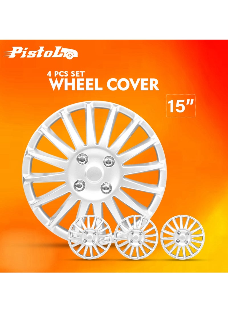 Pistol 15 Inch  Automotive Hub Wheel Cap with Universal  Wheel Hubcaps Set of 4 Pcs Snap-On Rings Wheel Cover - Pistol WJ-5019-A-15  - Image 1