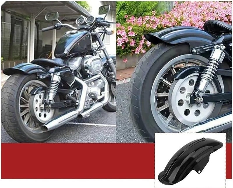 Universal Black ABS Short Rear Mudguard Splash Guard for Motorcycle Bobber Chopper - Image 3