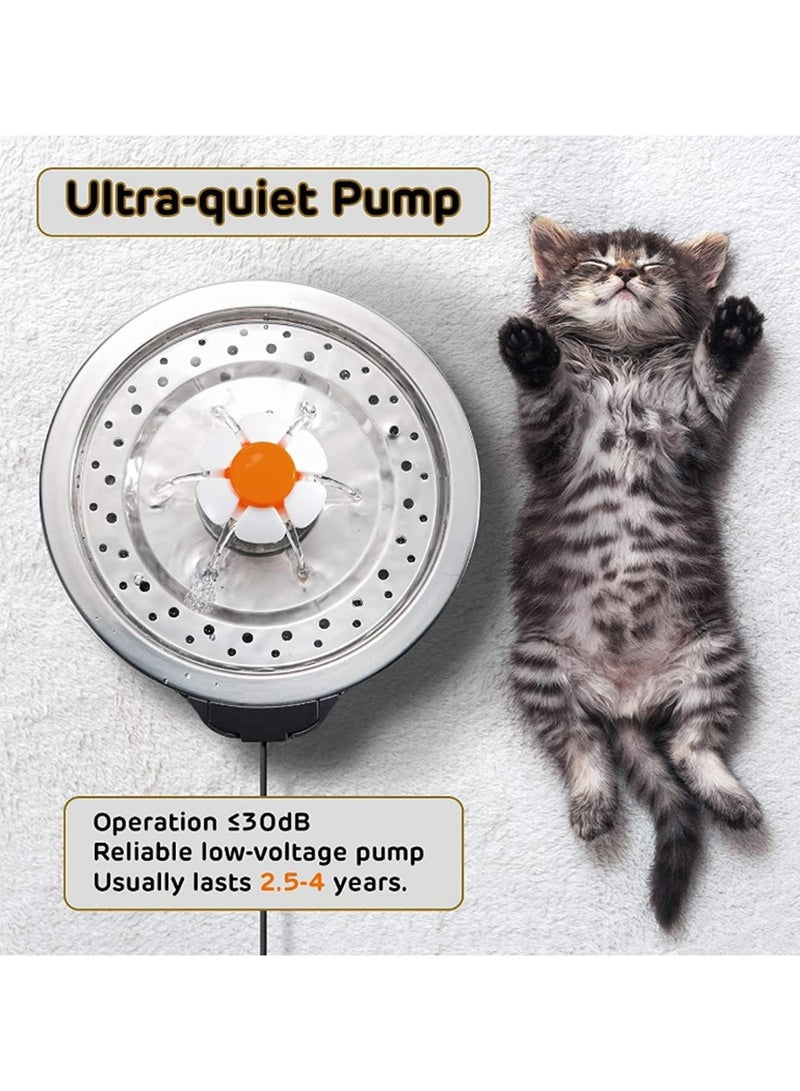 Generic Stainless Steel Pet Water Fountain, 2.5L Ultra Quiet Cat Water Fountain with LED Indicator, Three Ways to Drink, 4-Stage Automatic Filtration Drinking Fountain for Pets (Fountain)  - Image 3