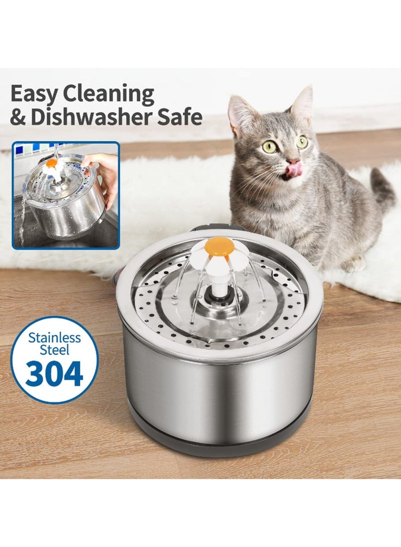 Generic Stainless Steel Pet Water Fountain, 2.5L Ultra Quiet Cat Water Fountain with LED Indicator, Three Ways to Drink, 4-Stage Automatic Filtration Drinking Fountain for Pets (Fountain)  - Image 5
