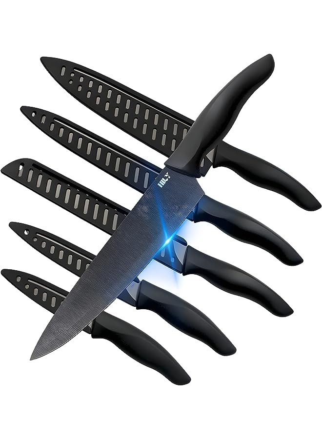 PROMASS Original Titanium Coated Chef Knife Set With Protective Sheath & Sharp Blade Edge for Precise Cutting, Paring, Slicing, Dicing & Chopping-Perfect for Vegetable, Fruit & Boneless Meat  - Image 1