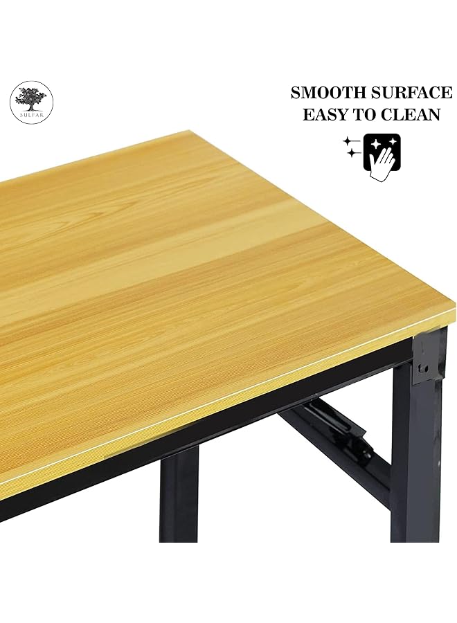 الكبريت طاولة قابلة للطي متعددة الوظائف مع أرجل قابلة للتعديل الارتفاع للكمبيوتر والتخييم والحديقة والنزهات والقهوة والشواء ومكتب خشبي قابل للطي 100×50×75 سم - Image 3