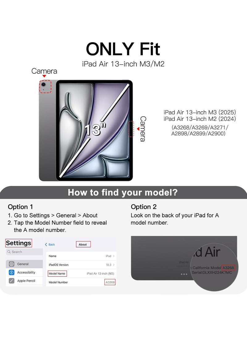 دوسالا جراب دوار لجهاز iPad Air 13 بوصة M3/M2 (2025/2024)، مع حامل قلم، وحامل واقٍ يدور 360 درجة، غطاء نحيف شفاف، تنبيه/سكون تلقائي (iPad Air 13)  - Image 2