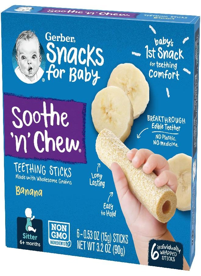Gerber - Gerber Soothe n Chew Teething Sticks, Banana, 6 CT - Image 1