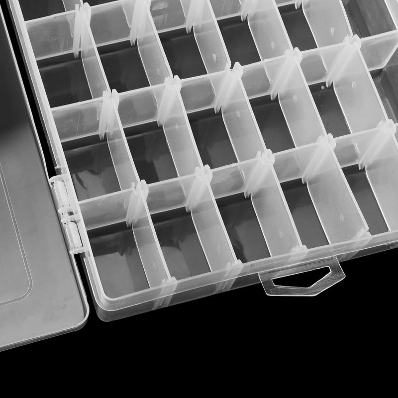MANCHAP 4 PCS 36 Grids Clear Plastic Storage Box with Adjustable Compartments, 27 x 17 x 4cm Bead Storage Box, Plastic Jewellery Organisers for Art Crafts - Image 3