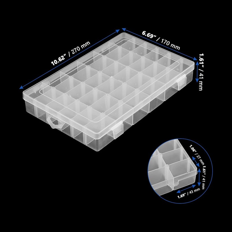 MANCHAP 4 PCS 36 Grids Clear Plastic Storage Box with Adjustable Compartments, 27 x 17 x 4cm Bead Storage Box, Plastic Jewellery Organisers for Art Crafts - Image 2