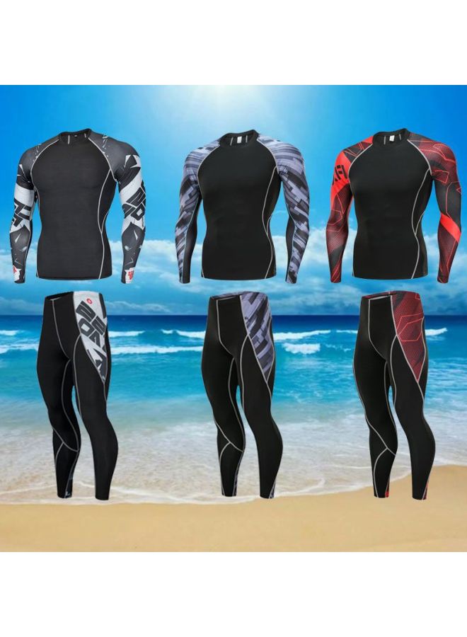 Swimwear Men's Suit Long-sleeved Quick-drying Swimming Equipment Full-body Sun-protection Hot Spring Top Men's Swimming Trunks-Color:Yellow## G Style Two-piece Set-