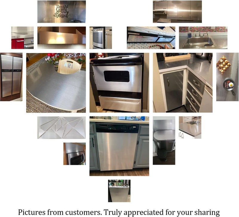 Livelynine 197x24 Inches Extra Wide Stainless Steel Contact Paper Silver Peel and Stick Wallpaper for Kitchen Adhesive Nickel Appliances Stove Cover Refrigerator Dishwasher Fridge Covers Waterproof - Image 2