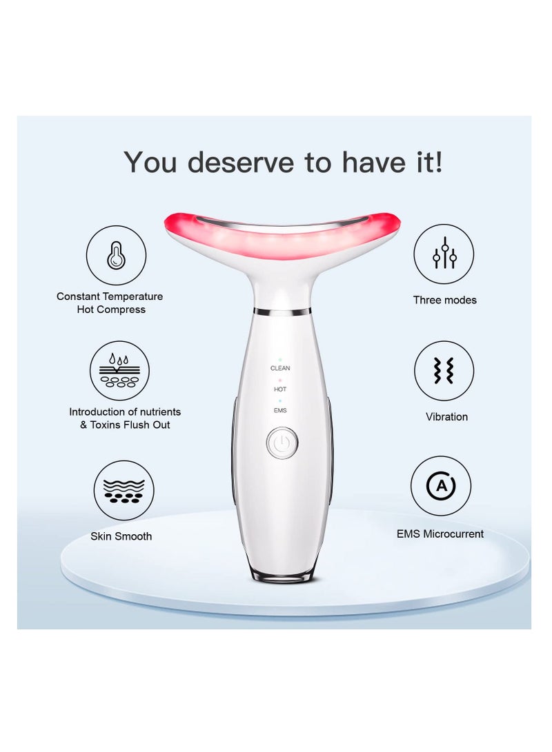 Generic 3-in-1 Beauty Massager for Face and Neck, Based on Triple Action LED, Thermal, and Vibration Technologies for Skin Care, Improve, Firm,Tightening and Smooth(White) - Image 4