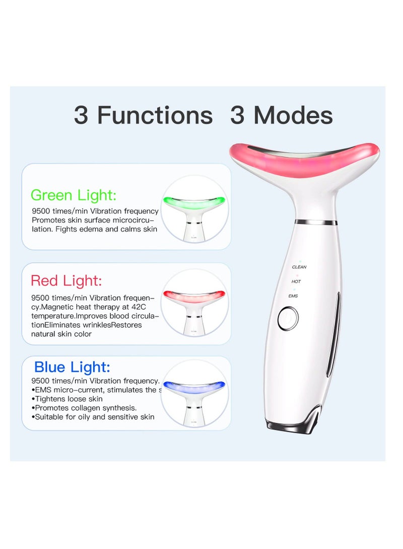 Generic 3-in-1 Beauty Massager for Face and Neck, Based on Triple Action LED, Thermal, and Vibration Technologies for Skin Care, Improve, Firm,Tightening and Smooth(White) - Image 2