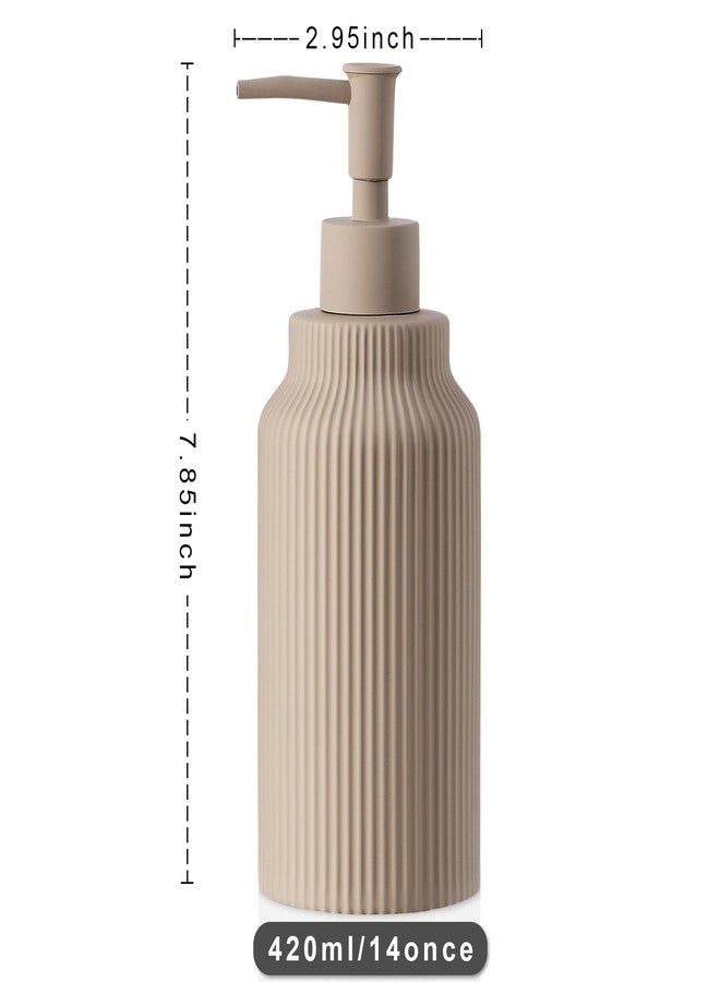 YDSluock Modern Ceramic Soap Dispenser for Bathroom，14oz Ceramic Soft Touch Hand Lotion Dispenser with Pump，Liquid soap Dispenser for Kitchen Rubber Paint (Khaki) - Image 3
