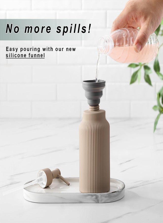 YDSluock Modern Ceramic Soap Dispenser for Bathroom，14oz Ceramic Soft Touch Hand Lotion Dispenser with Pump，Liquid soap Dispenser for Kitchen Rubber Paint (Khaki) - Image 4