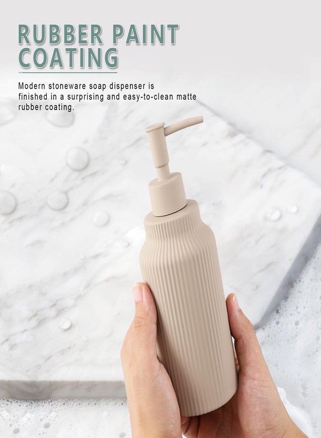 YDSluock Modern Ceramic Soap Dispenser for Bathroom，14oz Ceramic Soft Touch Hand Lotion Dispenser with Pump，Liquid soap Dispenser for Kitchen Rubber Paint (Khaki) - Image 2