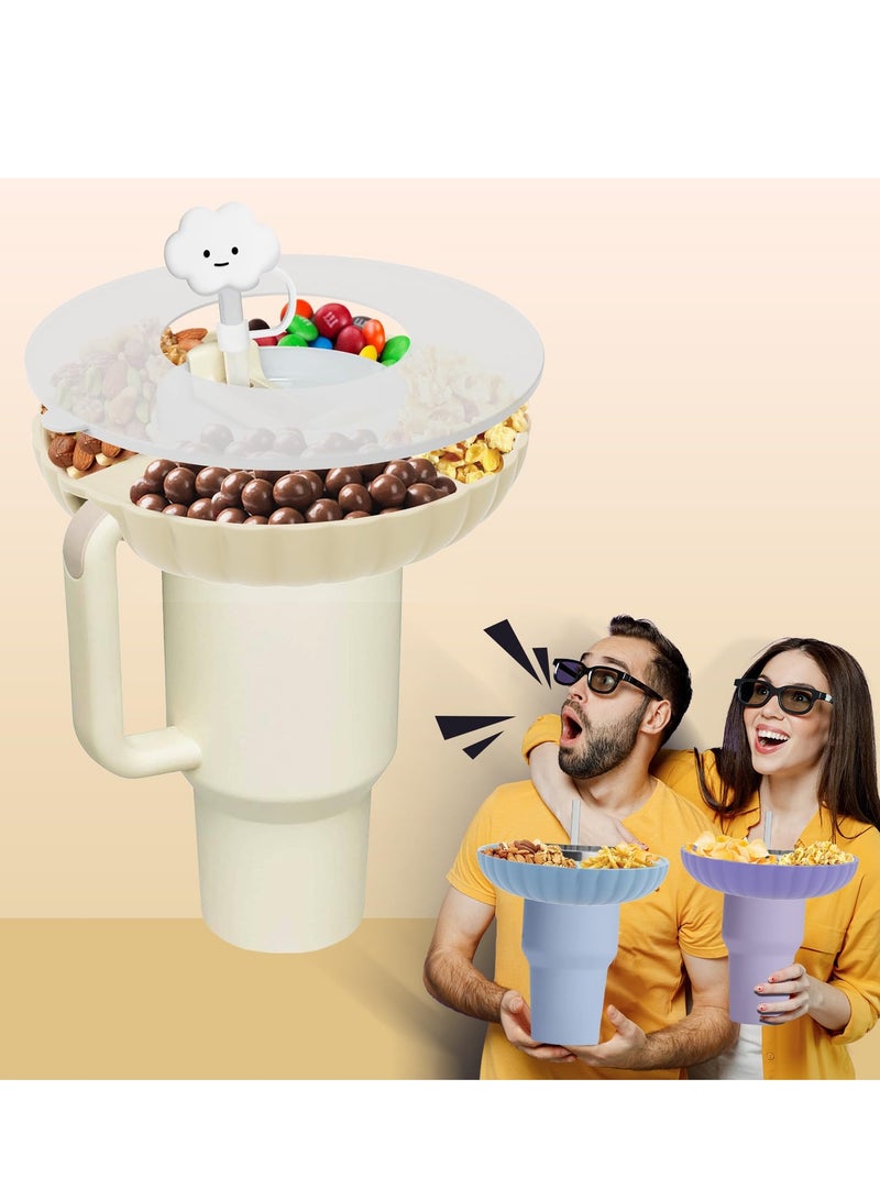 SYOSI اكسسوارات ستانلي - صينية وجبات خفيفة مع غطاء لكوب كوينشر H1.0/2.0 سعة 40 أوقية - وعاء وجبات خفيفة من سيليكون غذائي لكوب ستانلي سعة 40 أوقية - وردي - Image 5