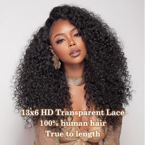 Ladoux HD 13x6 Kinky Curly Lace Front Wigs for Women 12A Brazilian Human Hair 180 Density Pre Plucked With Baby Hair Transparent Lace Frontal Wigs 30Inch Kinky Curly Wigs - Image 3