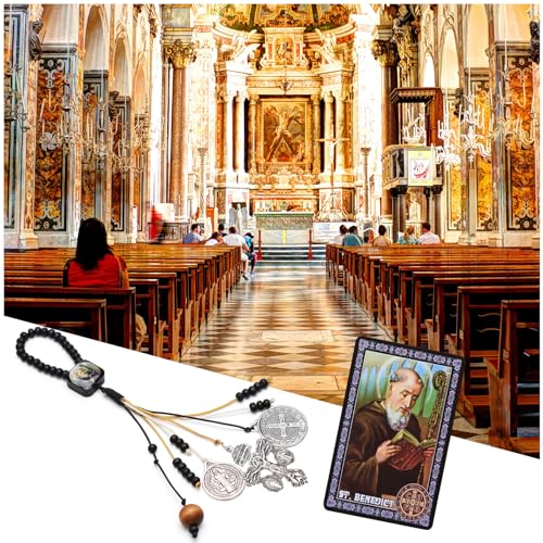 Brilucky St Benedict Medals for Door with Pardon Crucifix Prayer Cards,House Blessing Catholic Gift Set for New Home Door Hanger Decor,Medalla De San Benito La Cruz Del Perdon Catolica - Image 5