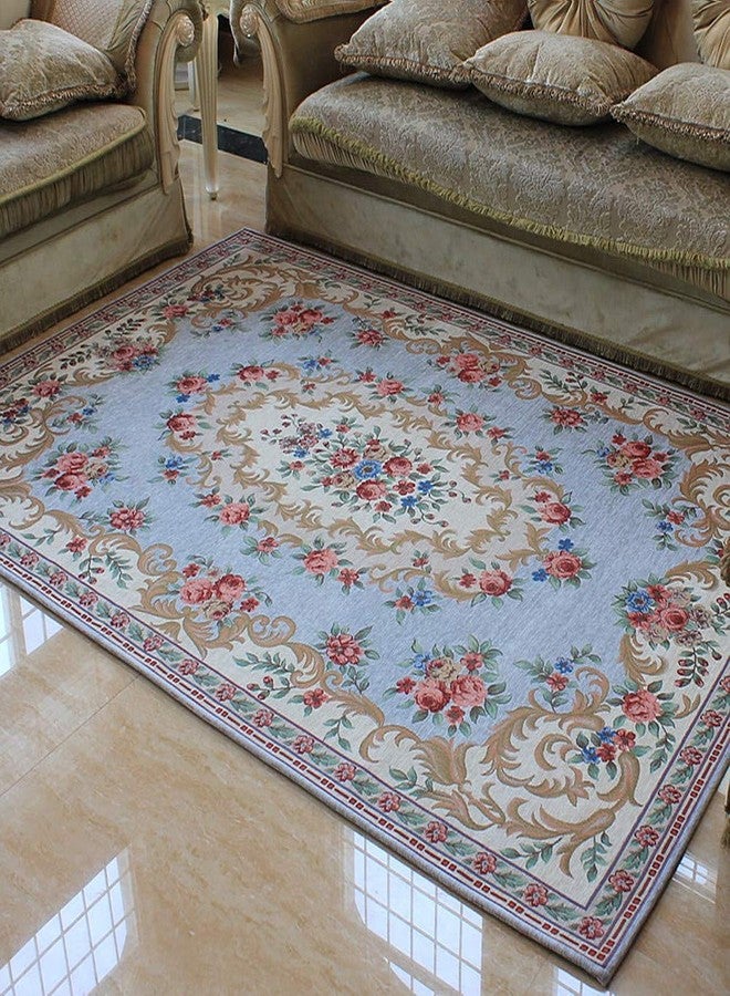 UKELER Rustic Floral Area Rugs for Living Room Bedroom Dinning Room, 2' x 3', Luxury Blue - Image 2