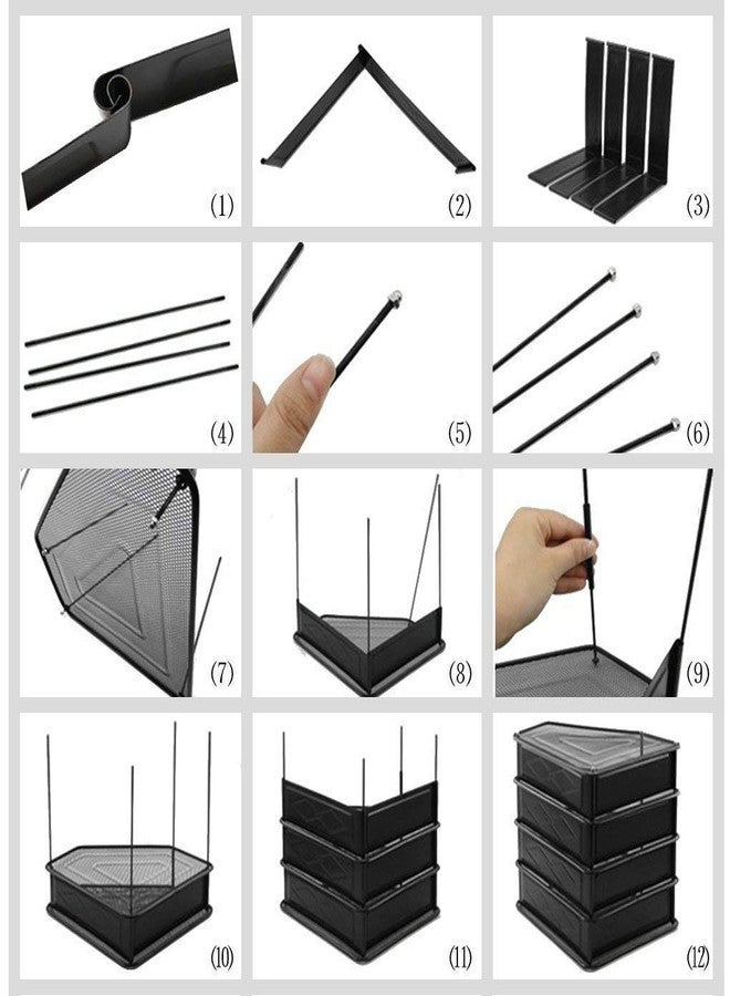 DaKos Plastic File Rack, Plastic File Rack for Office, Plastic File Rack Paper Magazine Holder, File Rack for Office Cabinet, Letter Organizer with Pen Holder (Pack of 2, Black with Four Section) - Image 5
