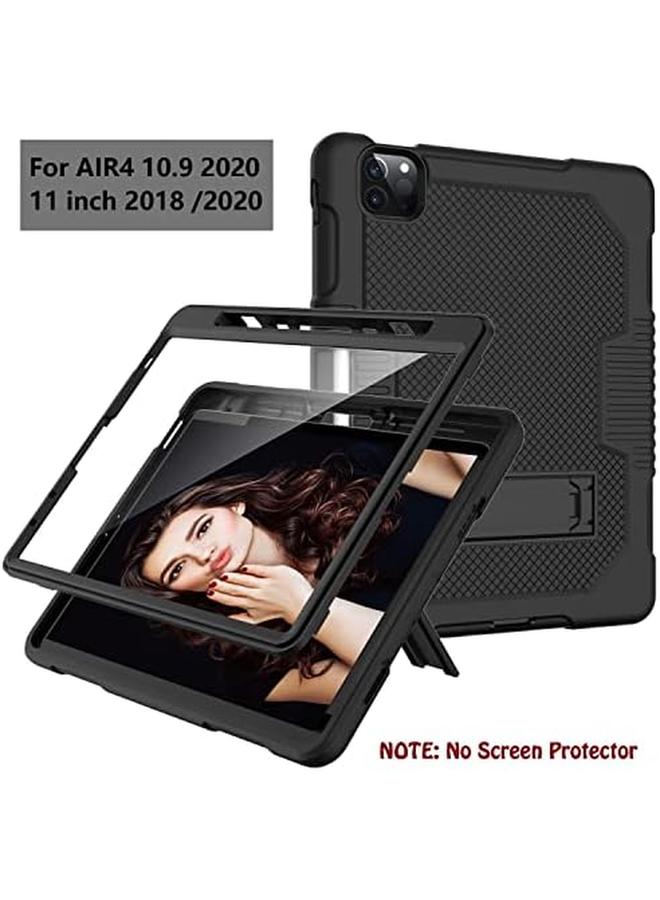 erorex Case For iPad Air 5Th 4Th Generation (10.9 Inch 2022 2020) iPad Pro 11 2021 And 2020 And 2018 Heavy Duty Hybrid Shockproof 3 Layer Rugged Drop Protective Cover With Kickstand Black Plus Black  - Image 3