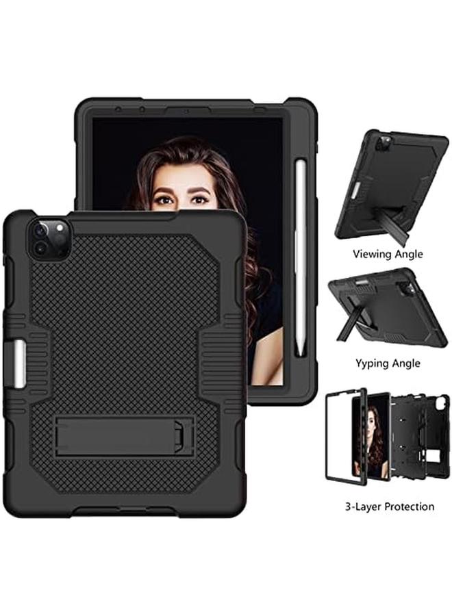 erorex Case For iPad Air 5Th 4Th Generation (10.9 Inch 2022 2020) iPad Pro 11 2021 And 2020 And 2018 Heavy Duty Hybrid Shockproof 3 Layer Rugged Drop Protective Cover With Kickstand Black Plus Black  - Image 4