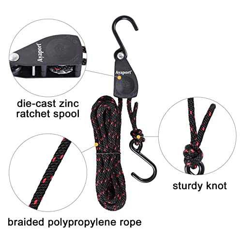 Ayaport Kayak Rope Tie Down Ratchet Straps Bow and Stern Ratcheting Tie Downs Rope Hanger Kayak and Canoe Accessories - Image 2