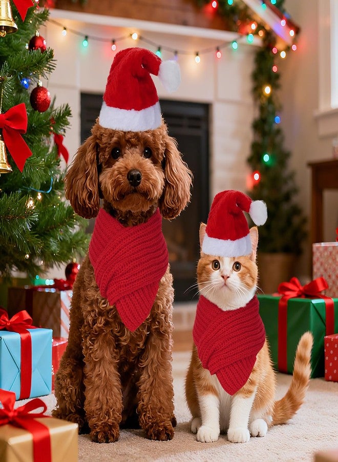 Nydotd Dog Christmas Santa Hat with Scarf Pet Christmas Costumes Outfit Set for Holiday Party Dressup Supplies Winter Hat and Neck Warmer for Medium to Large Dog - Image 5