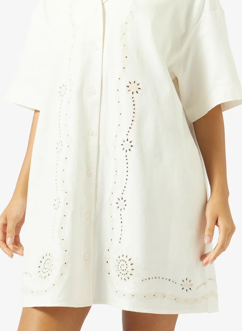 TOMMY JEANS  Casual  Linnen Broderie Shirt for Women | Best Price UAE