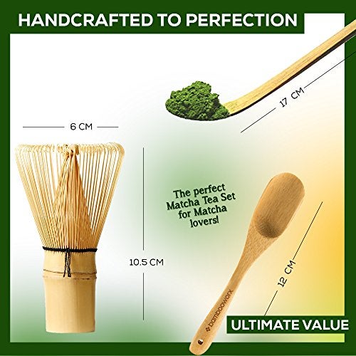 BambooWorx Japanese Tea Set, Matcha Whisk (Chasen), Traditional Scoop (Chashaku), Tea Spoon, The Perfect Set to Prepare a Traditional Cup of Matcha. - Image 2