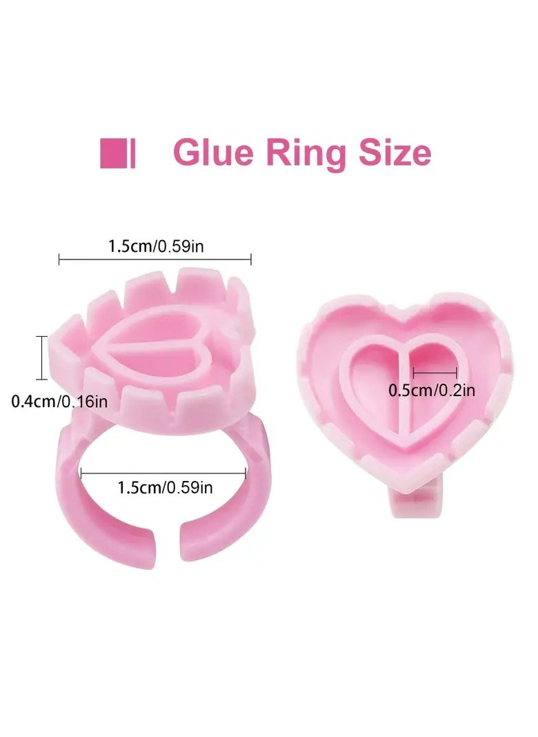 LANGMANNI 100PCS Heart-Shaped Glue Rings for Eyelash Extensions - Lovely Lash Fan Glue Cups with Adhesive for Lash Extension Supplies - Easy to Use, Reusable, and Durable Lash Supplies for Salon or Personal Use  - Image 3